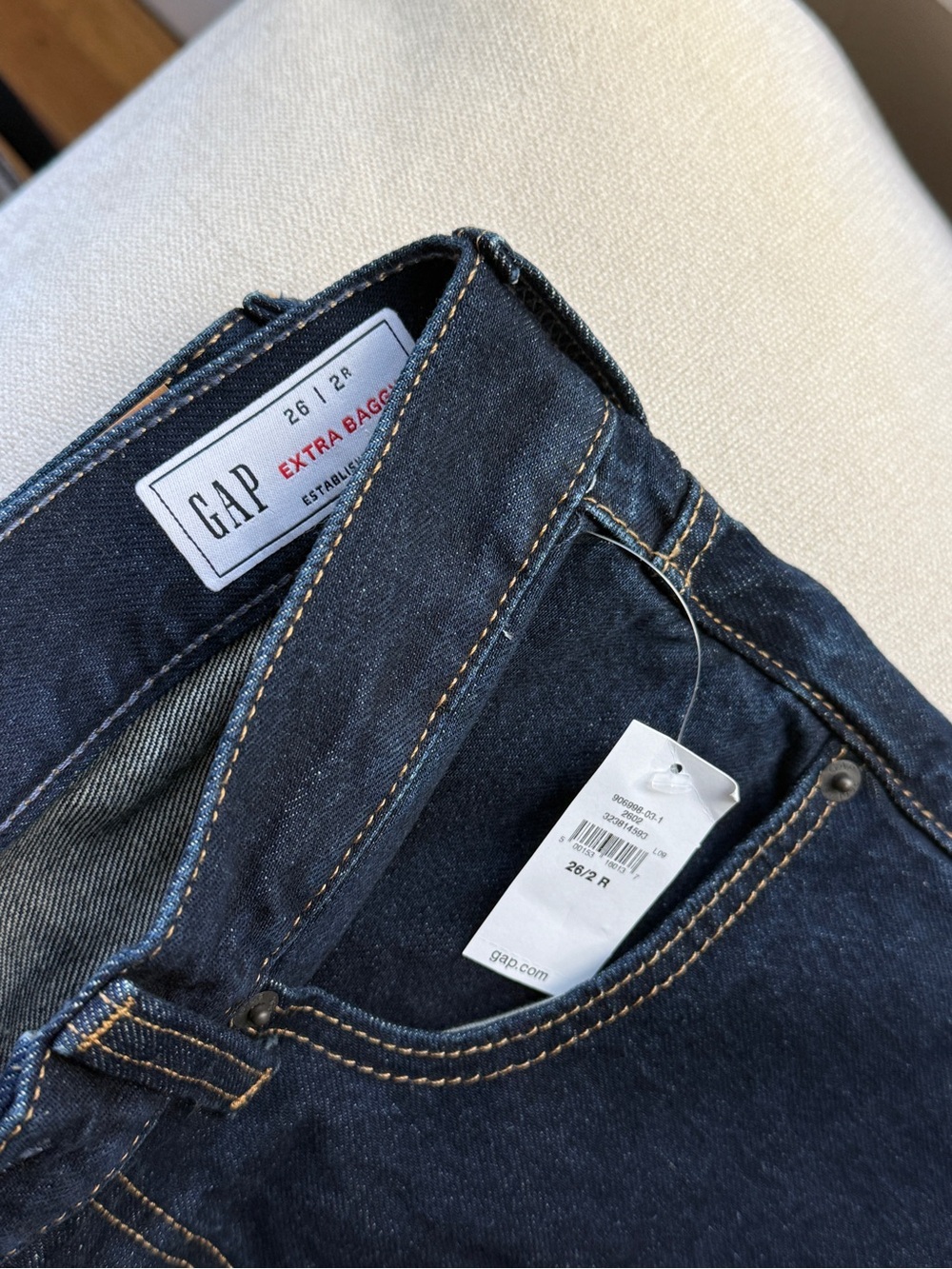 Hailey Bieber Gap Extra Baggy Jeans Midnight Indigo Size 26